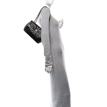 Chanel Lambskin Quilted Single Flap Bag Black Beige 2 of 11