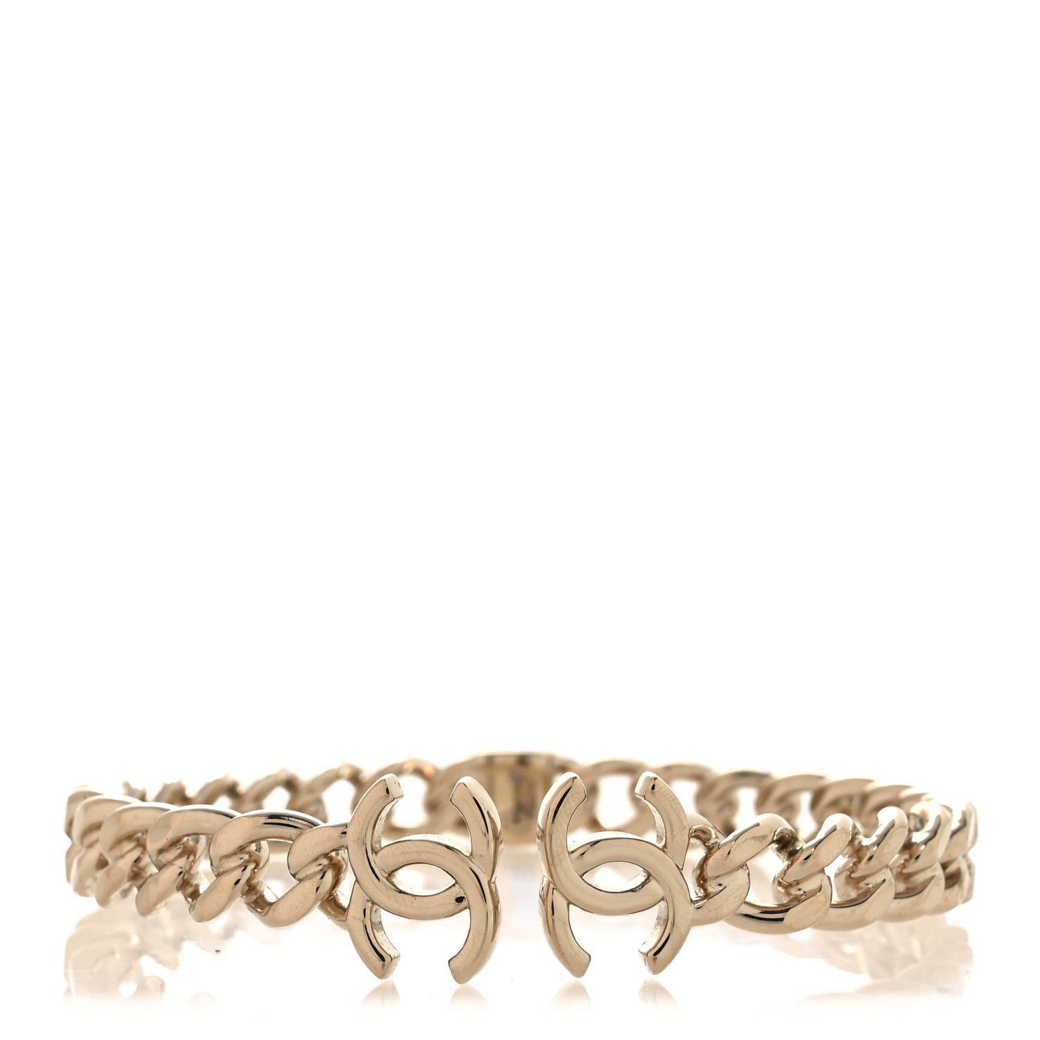 Chanel Metal CC Chain Link Choker Necklace S Gold 1 of 5