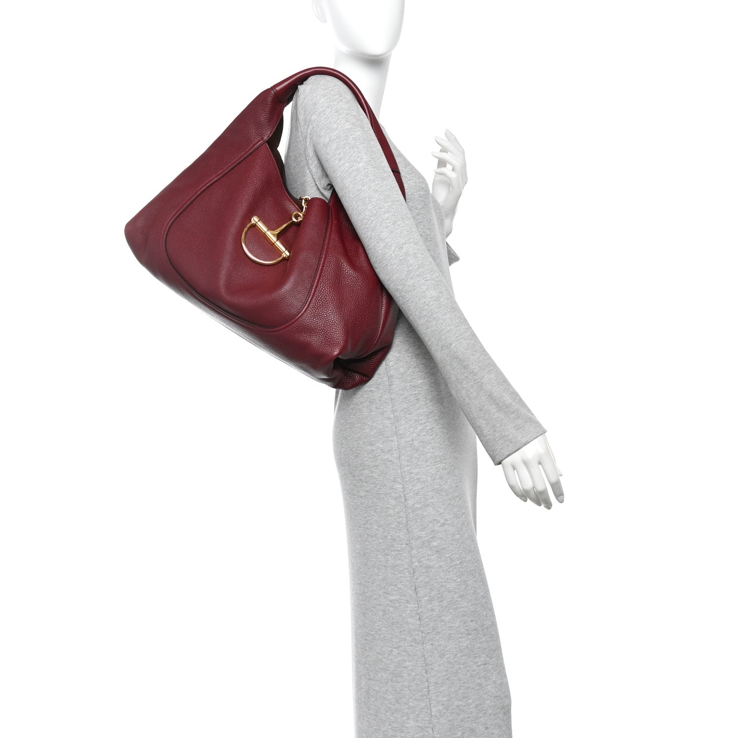Gucci Grained Calfskin Softbit Maxi Shoulder Bag Rosso Ancora Red 2 of 11