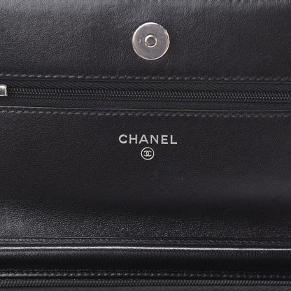 Chanel Lambskin Quilted Wallet On Chain WOC Black 6 of 14