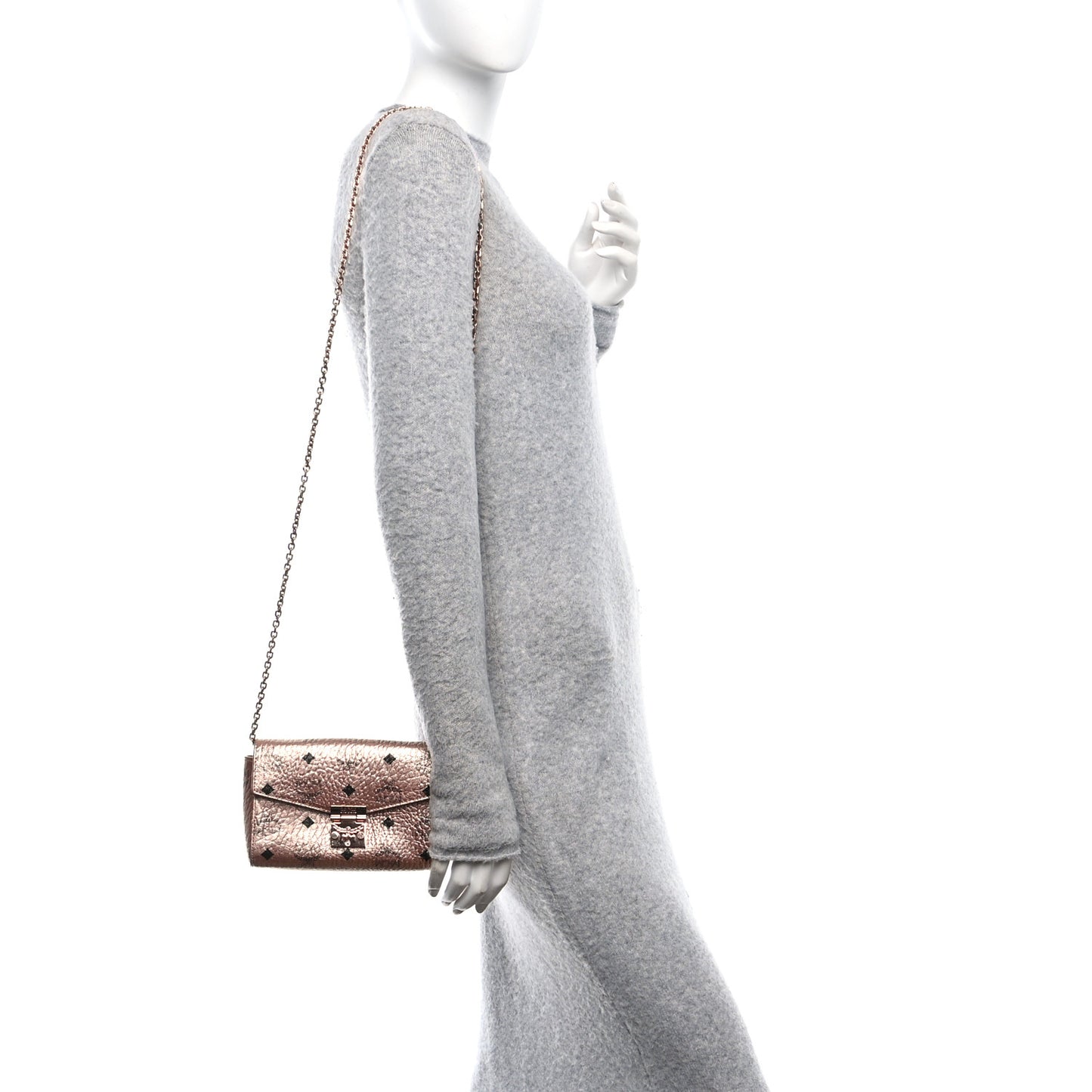 Metallic Visetos Small Millie Crossbody Bag Champagne Gold