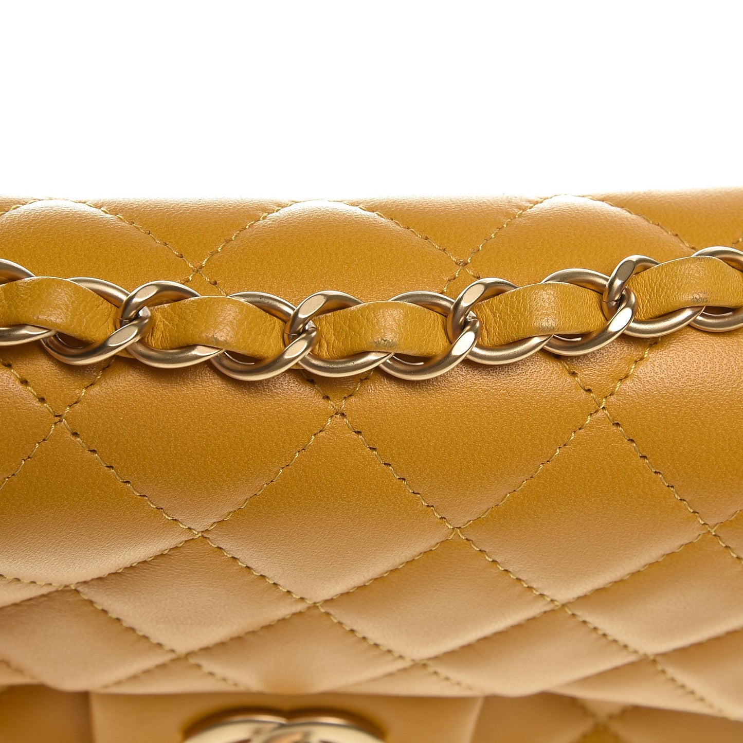 Lambskin Quilted Mini Rectangular Flap Yellow