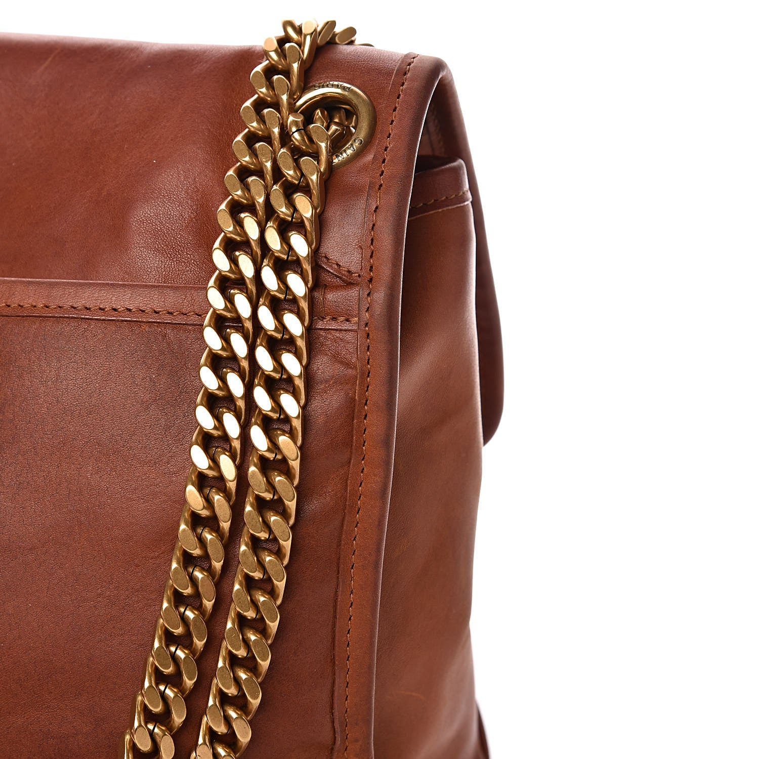 Saint Laurent Calfskin Monogram Medium Niki Chain Satchel Cognac 18 of 19