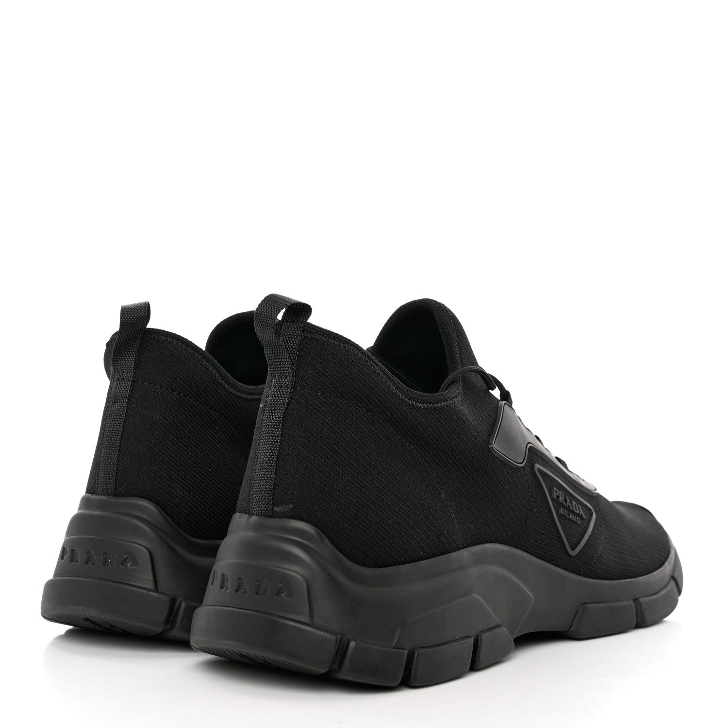 Prada Knit Fabric Logo Mens Running Sneakers 8 Black 4 of 9