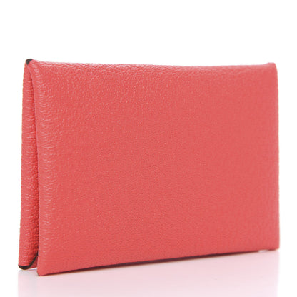 Hermes Chevre Mysore Verso Calvi Card Case Rose Texas Quebracho 2 of 7