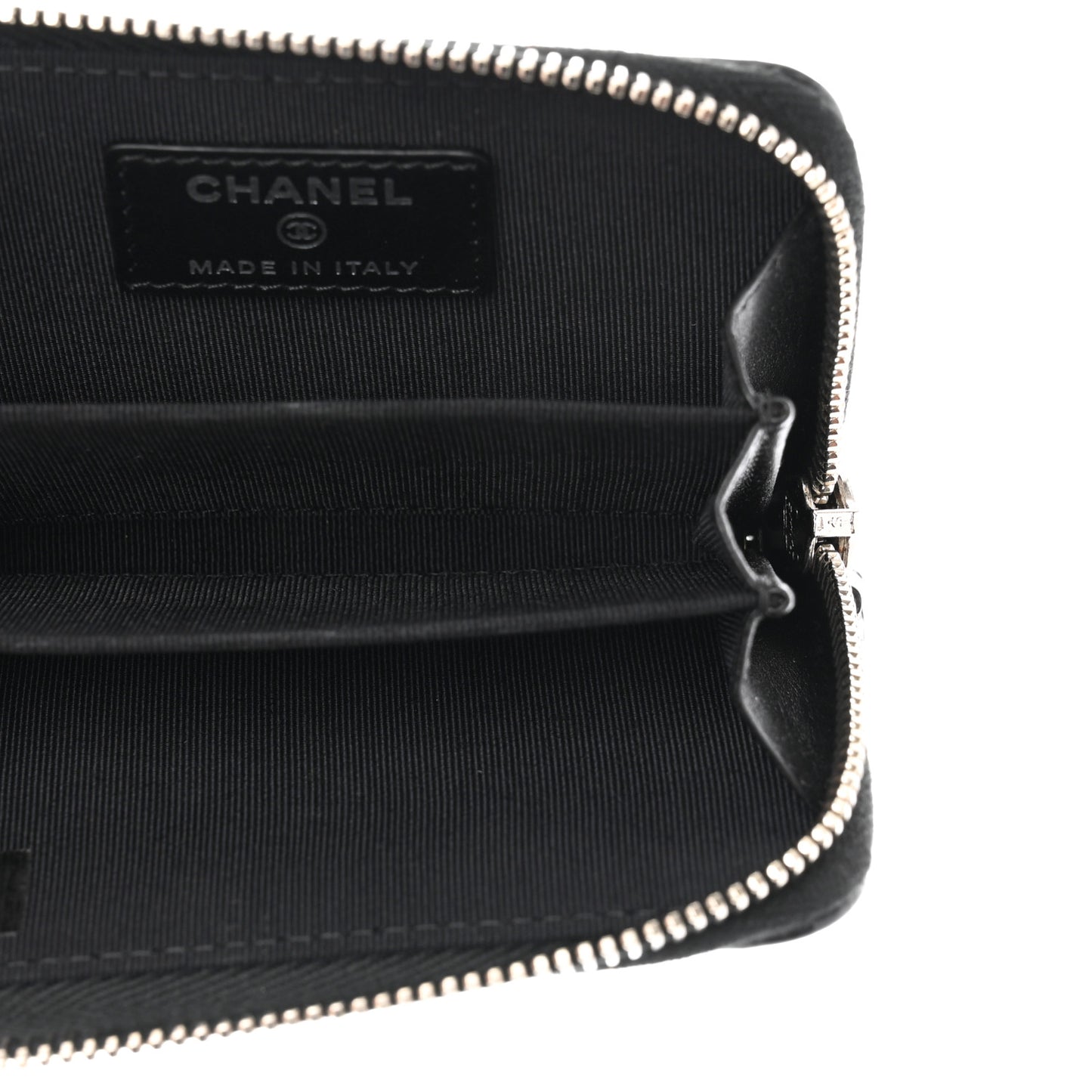 Patent Calfskin Quilted Zip Coin Purse Black