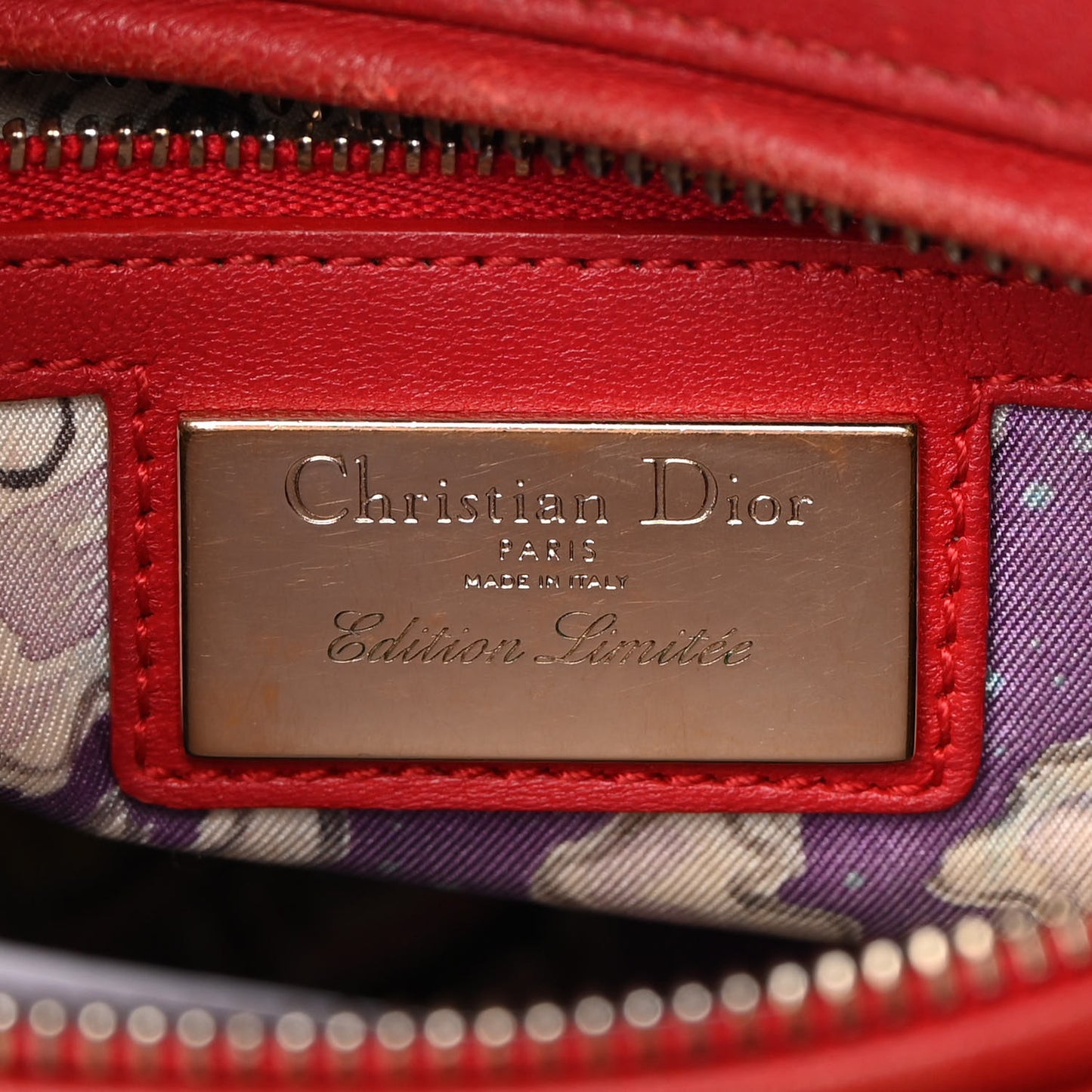 Lambskin Cannage Medium Lady Dior Red