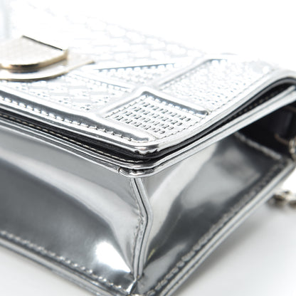 Christian Dior Metallic Patent Micro-Cannage Baby Diorama Flap Bag Silver 10 of 12