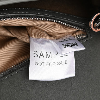 MCM Calfskin Ottomar Monogram Medium Millie Crossbody Bag Charcoal 8 of 12