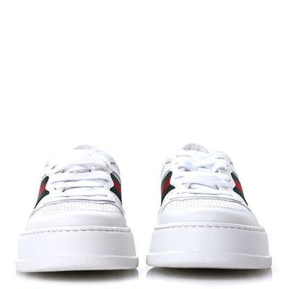 Gucci Calfskin Web Perforated Womens Platform 55mm Sneakers 38.5 White Bright Splash 3 of 9