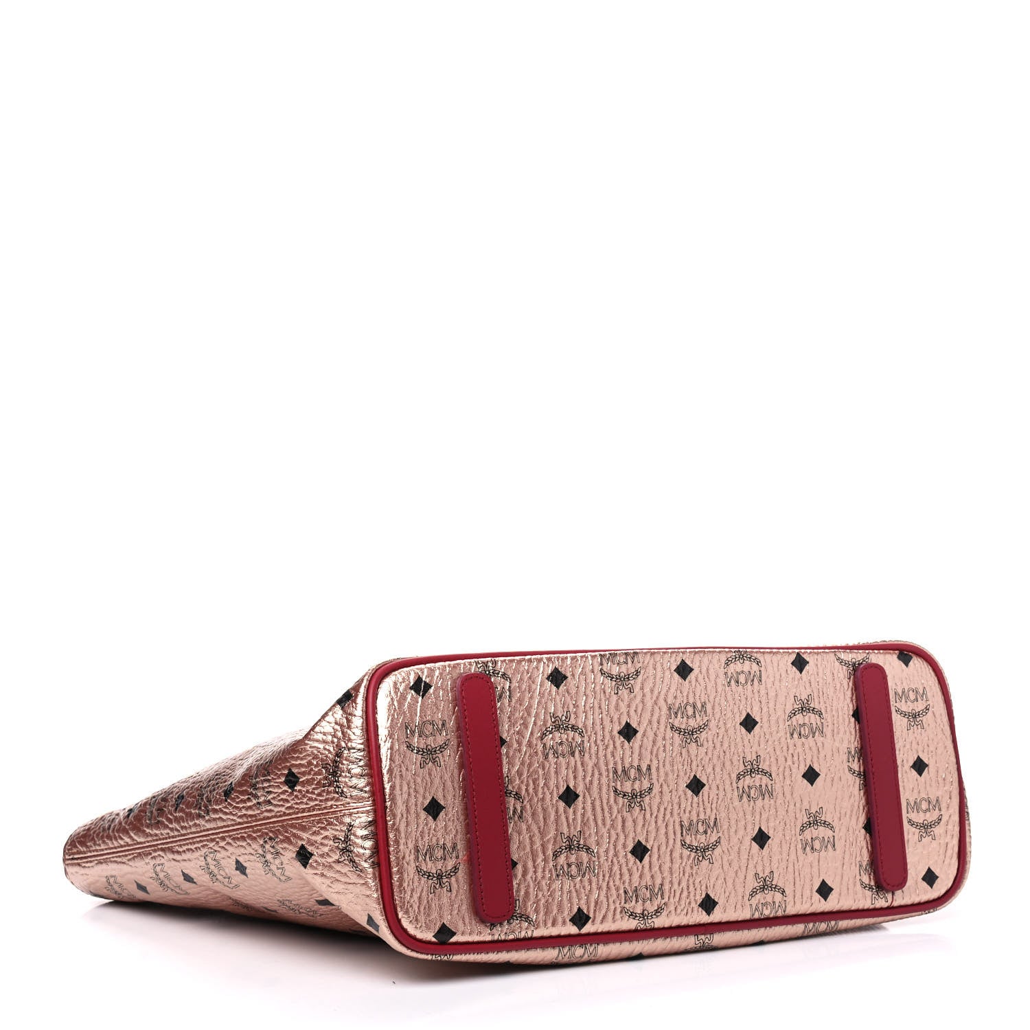 MCM Metallic Visetos Medium Anya Shopper Tote Champagne Gold 3 of 5