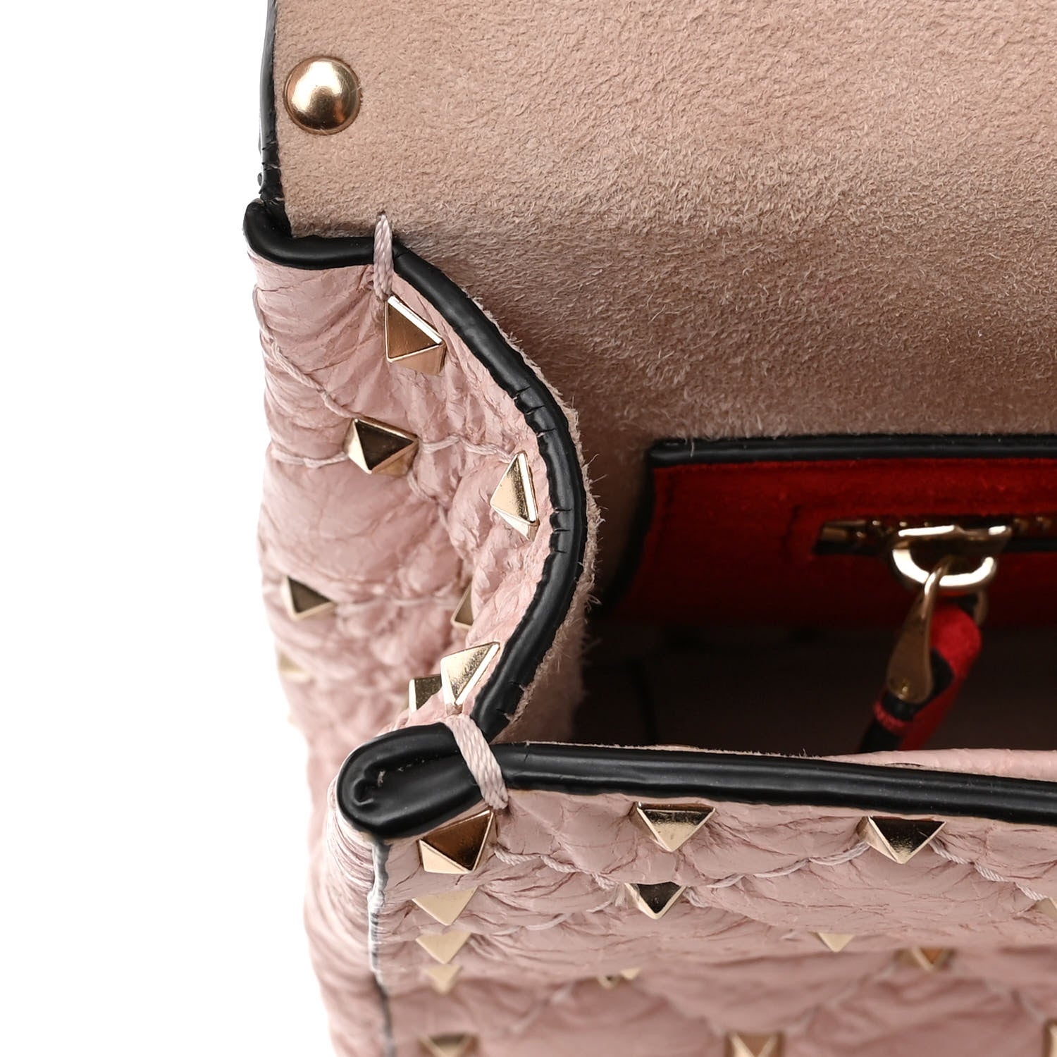 Valentino Garavani Craquele Nappa Medium Rockstud Spike Shoulder Bag Water Rose 11 of 18
