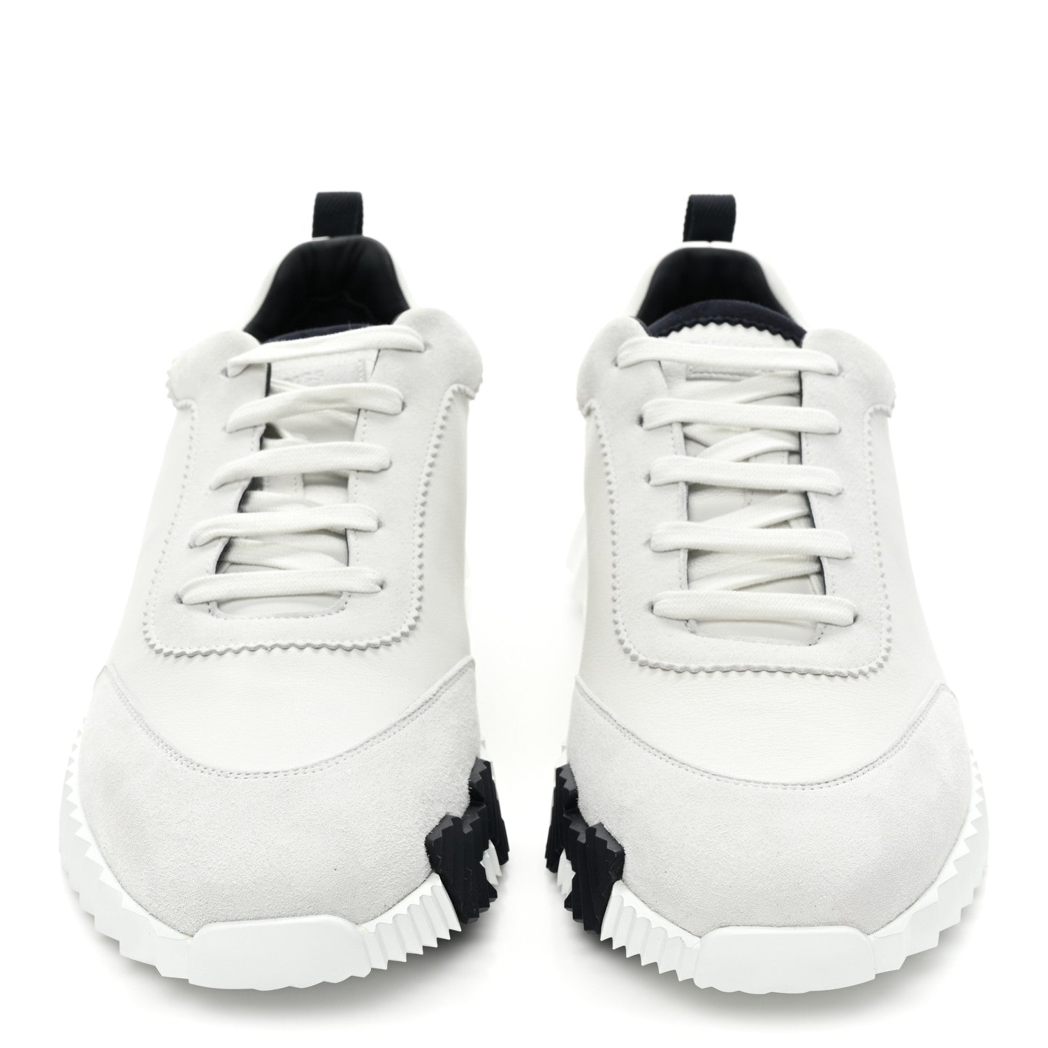 Hermes Goatskin Suede Goatskin Bouncing Sneakers 46 White Navy 2 of 9