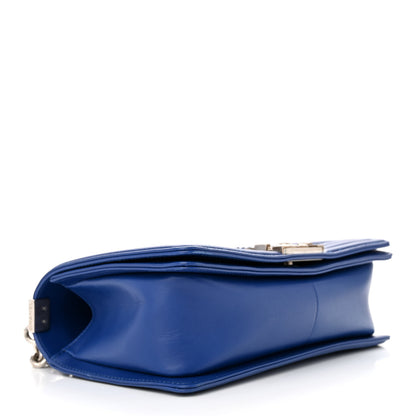 Chanel Matte Snakeskin Medium Boy Flap Blue 4 of 15