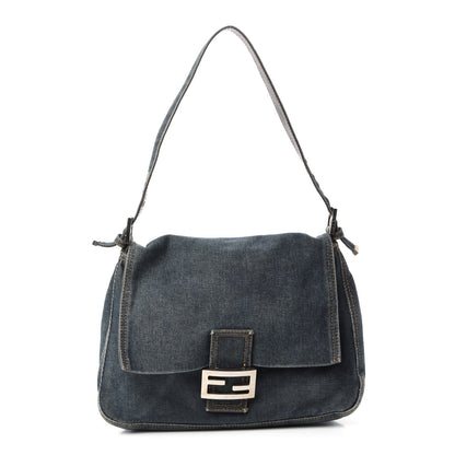 Fendi Denim Mama Baguette Blue 1 of 9