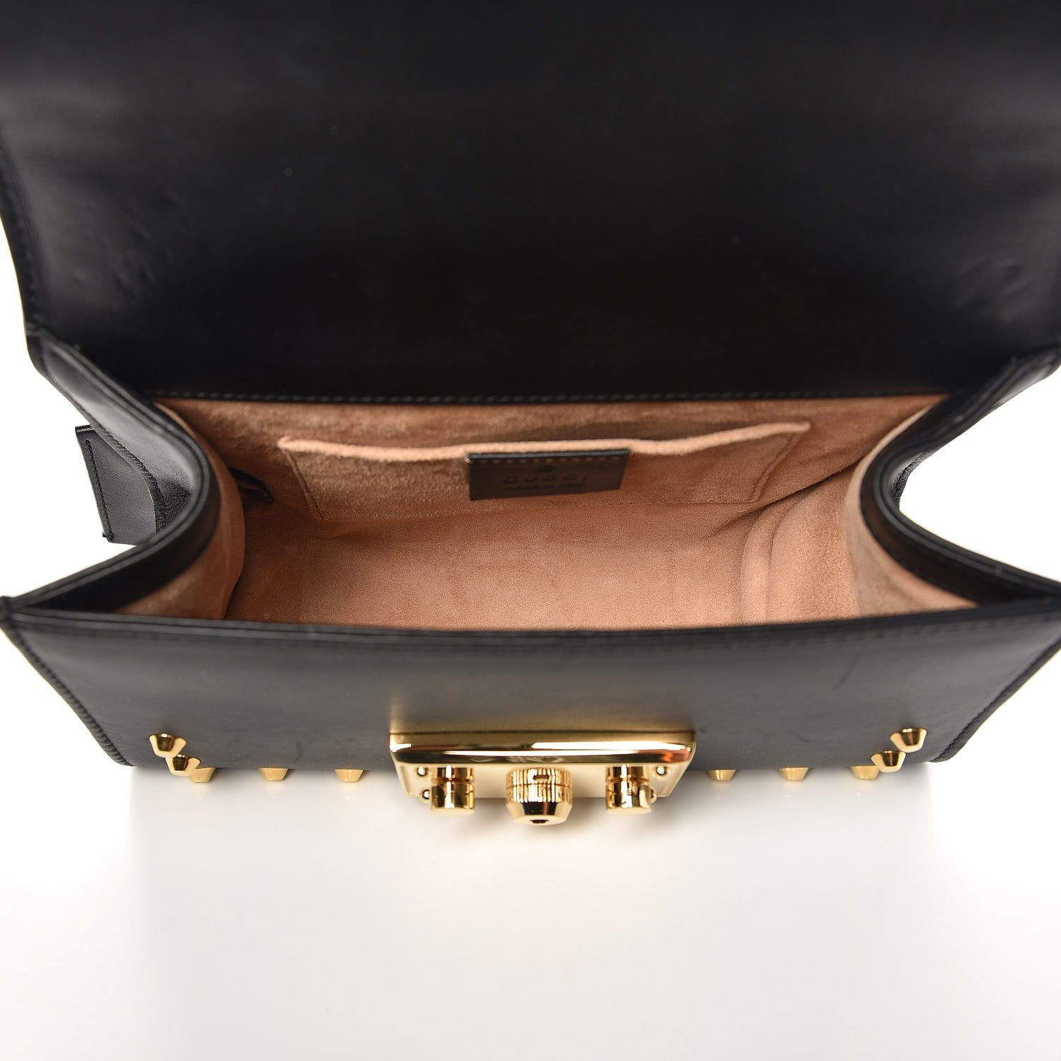 Gucci Calfskin Studded Small Padlock Shoulder Bag Black 5 of 9