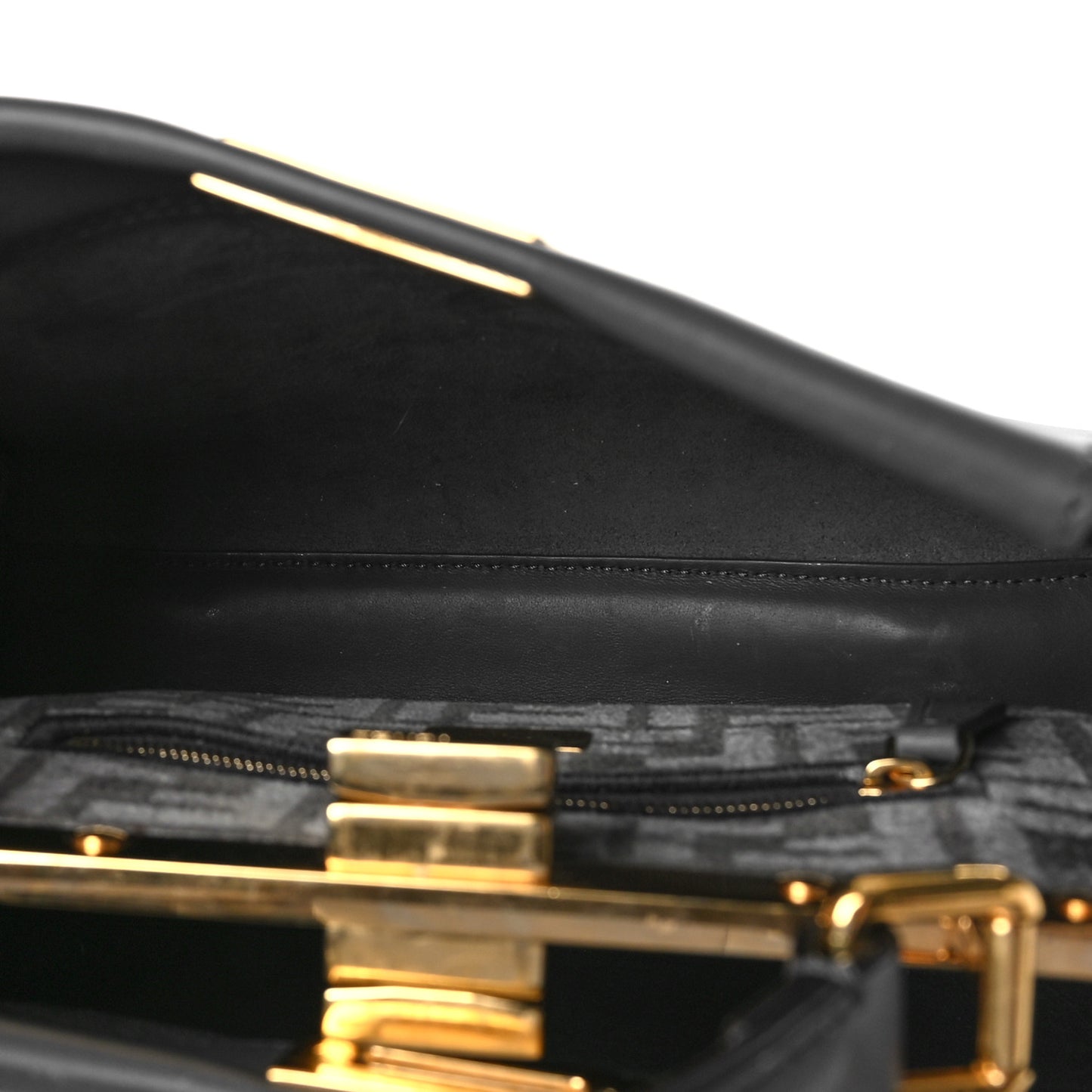 Vitello Seta Chenille FF Mini Peekaboo Iconic Satchel Anthracite Asfalto