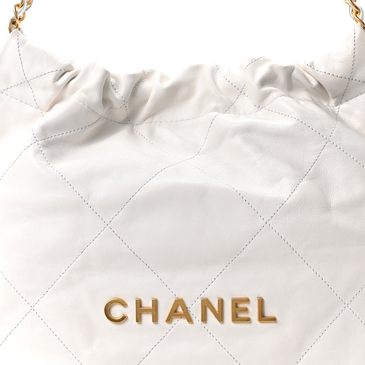 Shiny Calfskin Quilted Small Chanel 22 White