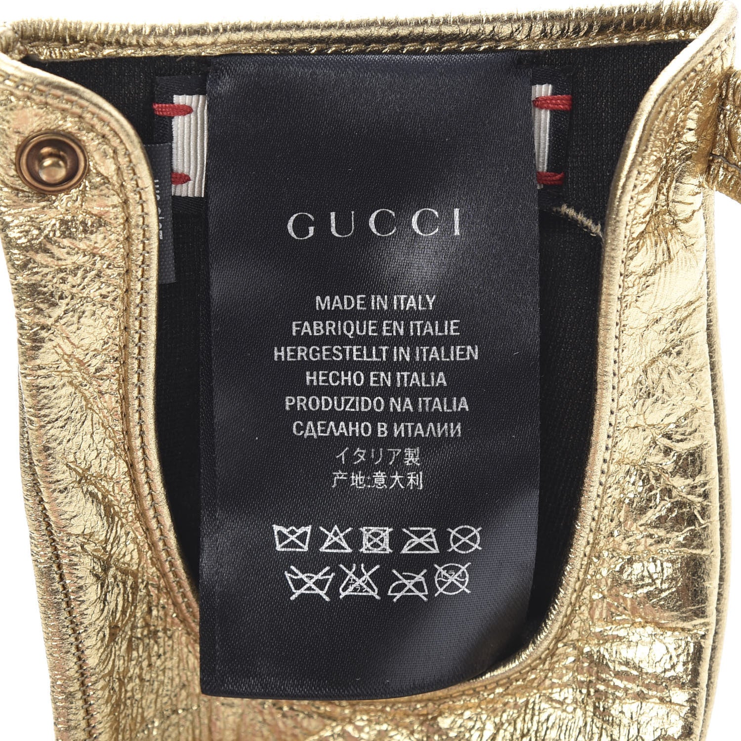 Gucci Metallic Nappa Donna Fingerless Gloves 8 Gold 5 of 5