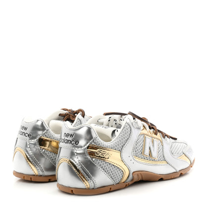 Miu Miu X NEW BALANCE Metallic Calfskin Mesh 530 SL Sneakers 36 Argento Platino 5 of 10