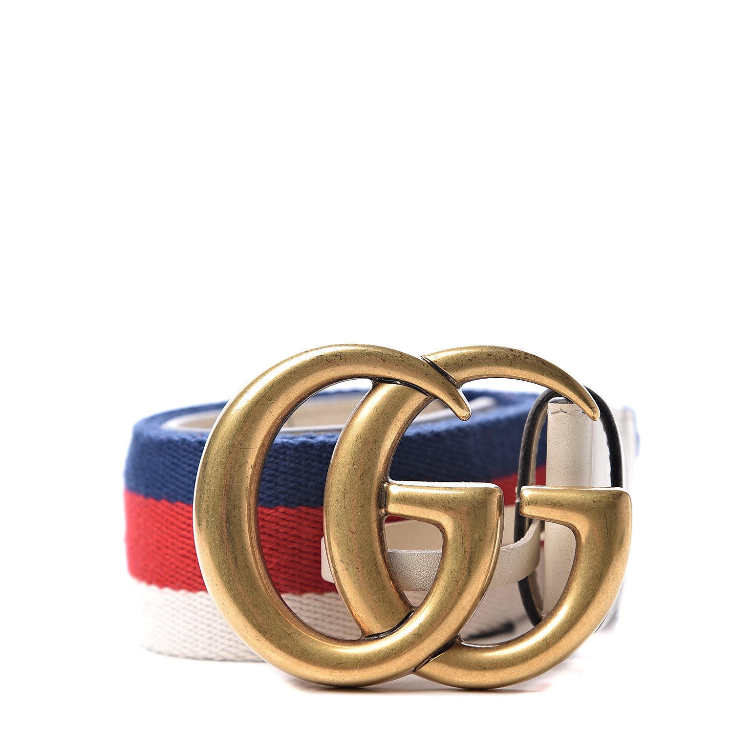 Gucci Nylon Calfskin Sylvie Web Double G 40mm Belt 80 32 Mystic White Hibiscus Red Maritime 1 of 5