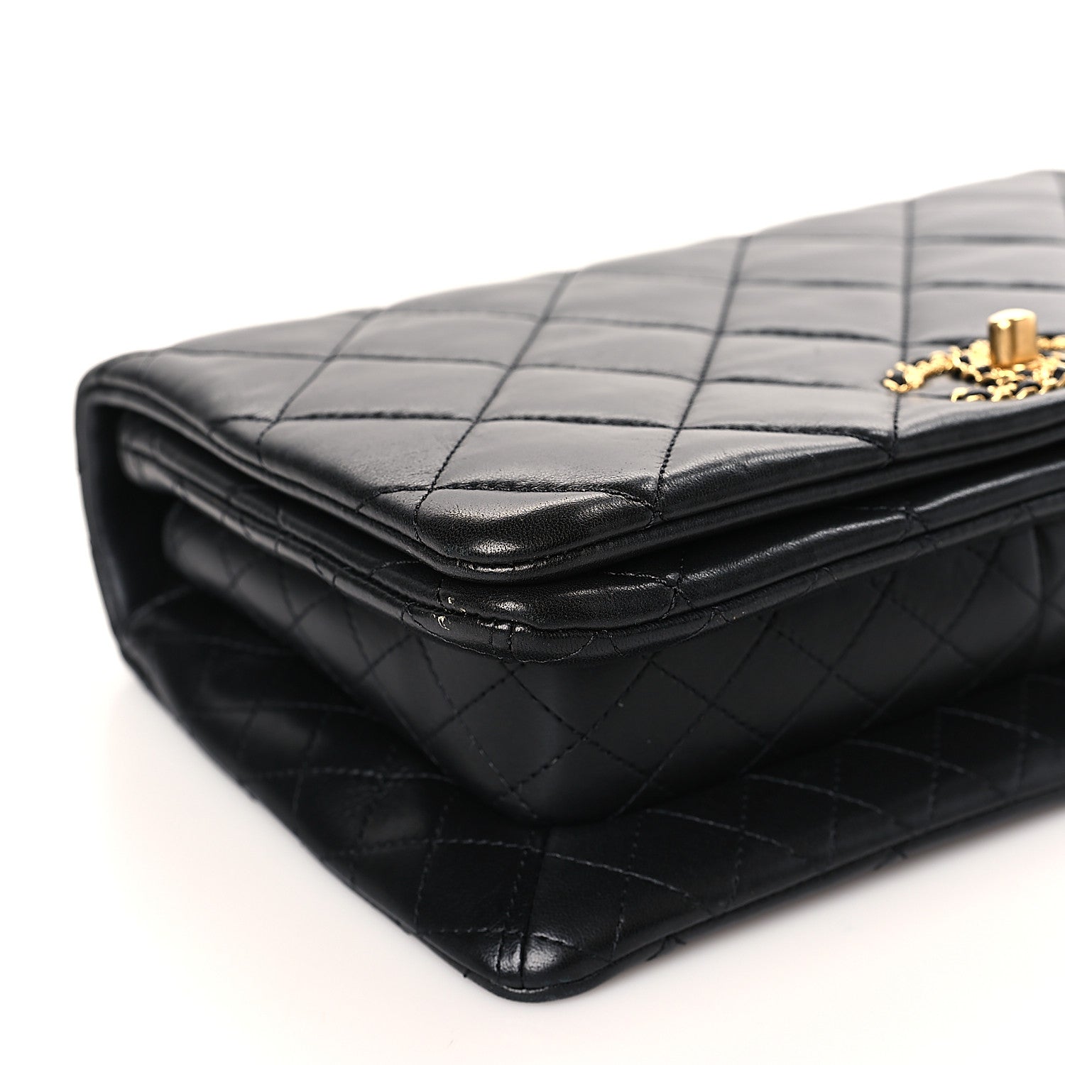 Chanel Lambskin Quilted On And On Medium Chain Flap Black 8 of 10