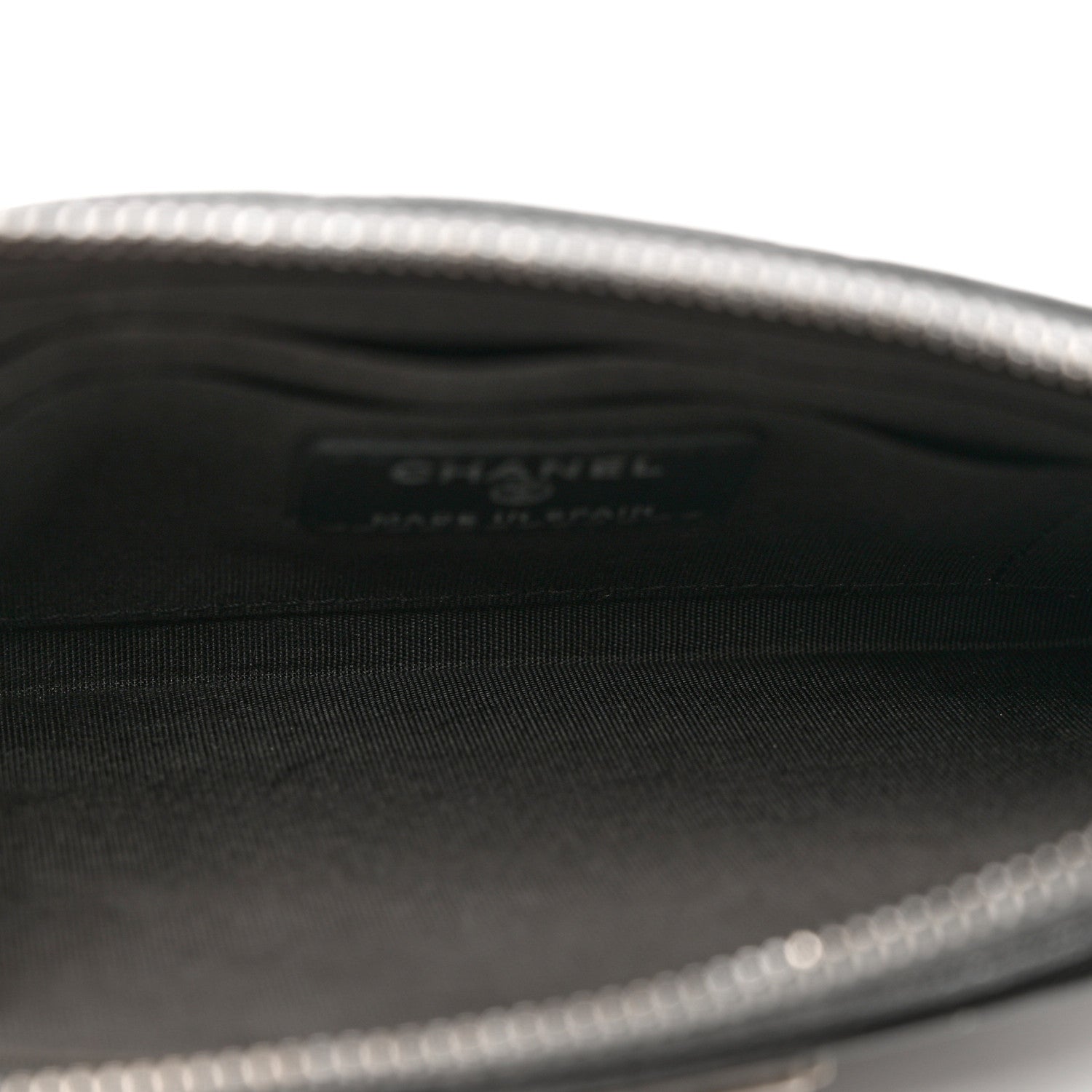Chanel Caviar Quilted Classic Zip Boy Pouch Dark Grey 4 of 7