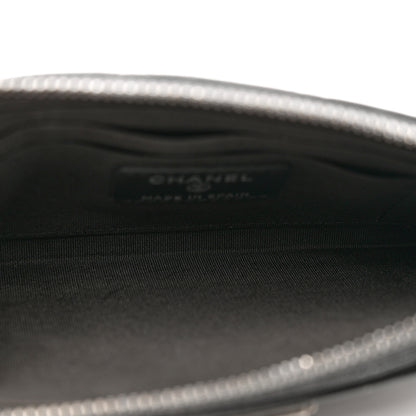 Chanel Caviar Quilted Classic Zip Boy Pouch Dark Grey 4 of 7