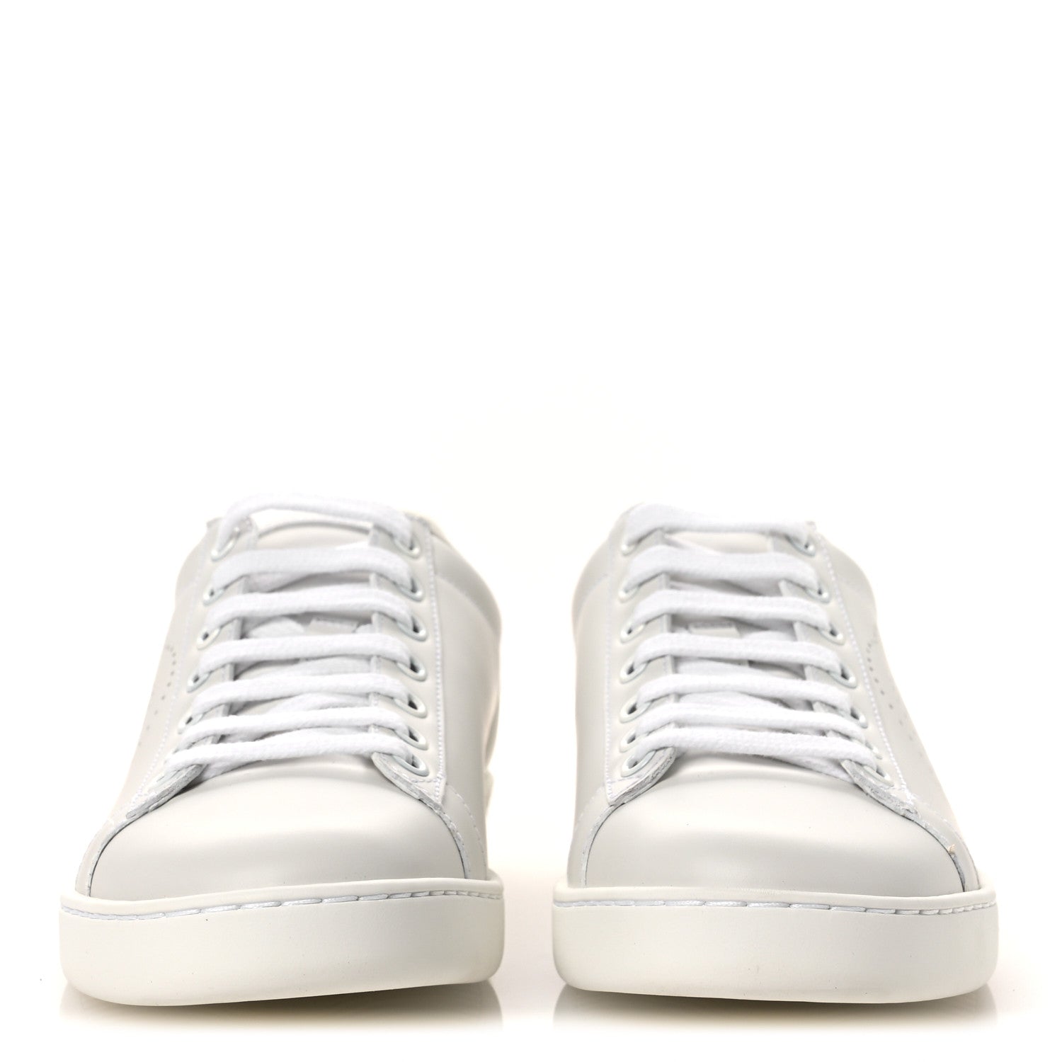 Gucci Calfskin Interlocking G Perforated Womens Ace Sneakers 37 White Grey Sky 3 of 11