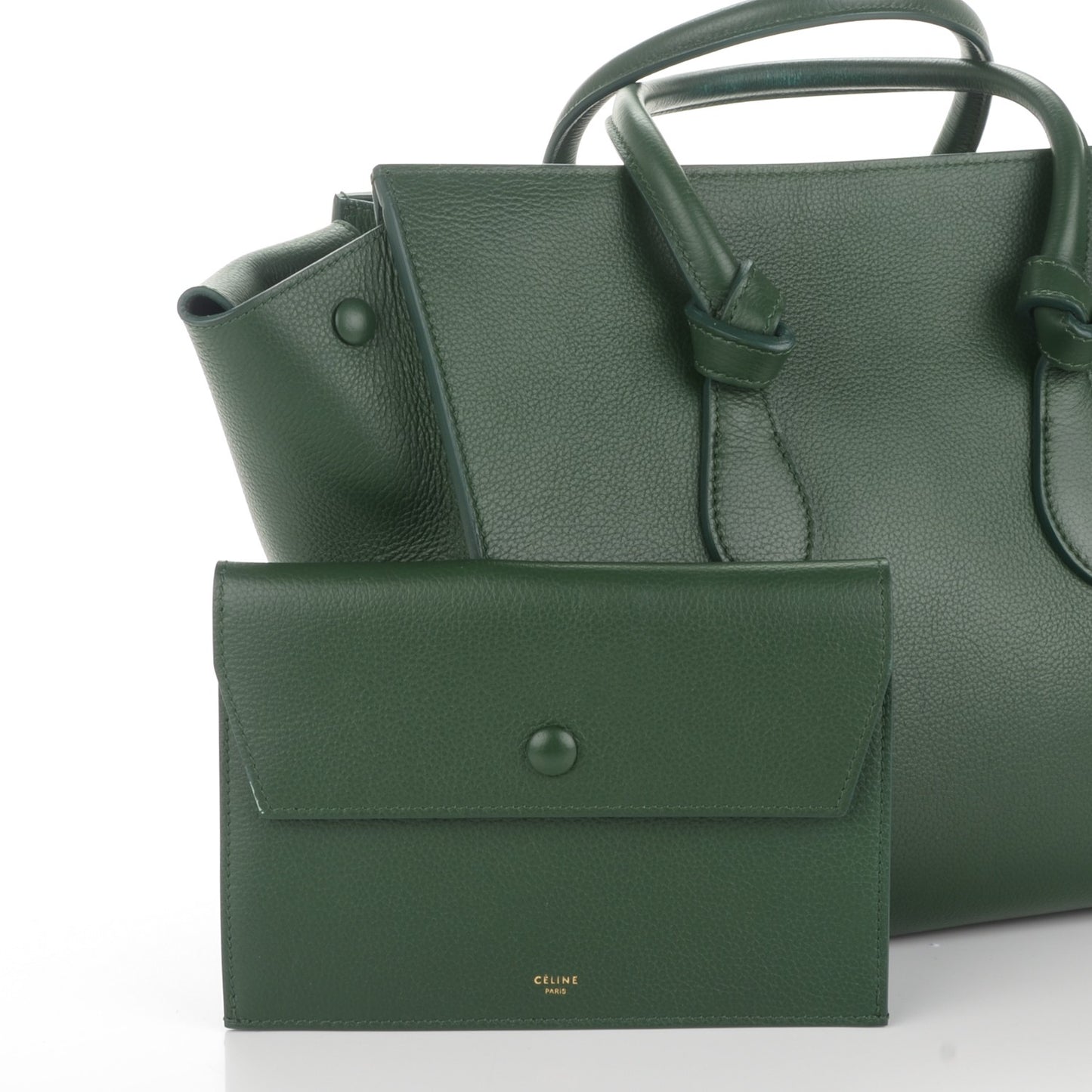 Crisped Calfskin Small Tie Knot Tote Dark Green