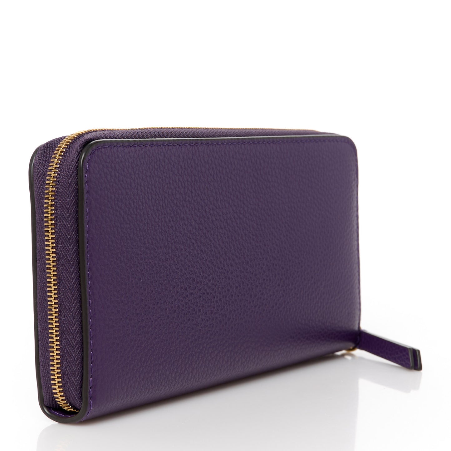 Small Classic Grain Zip Around Long Wallet Amethyst
