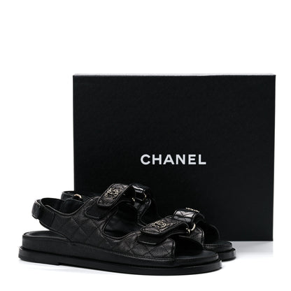 Chanel Grained Calfskin Velcro Dad Sandals 40 Black 9 of 9