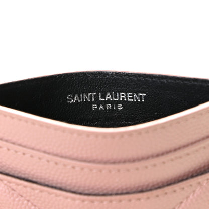 Saint Laurent Grain De Poudre Matelasse Chevron Monogram Credit Card Case Pale Pink 3 of 8