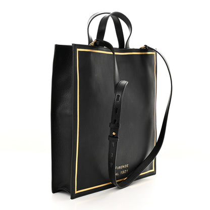Gucci Textured Calfskin Garden Cat Vertical Shopping Tote Black 3 of 11