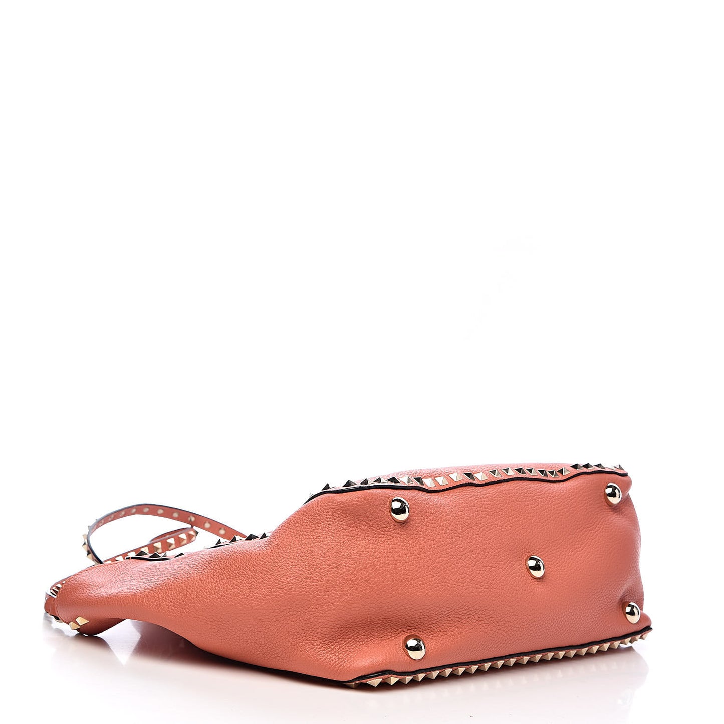 Pebbled Calfskin Medium Rockstud Tote Coral