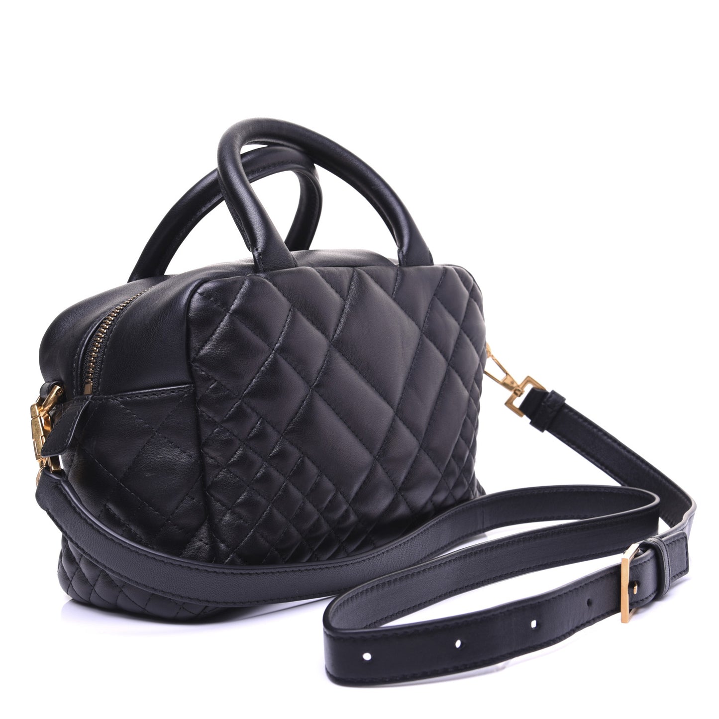 Nappa Quilted Icon Bowler Bag Black