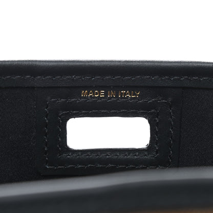 Fendi Glazed Fabric Vitello Century FF 1974 Stamp Patch Mini Peekaboo Defender Cover Mogano Panna Black 6 of 9