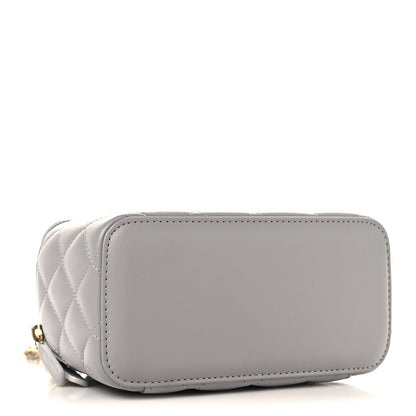 Chanel Lambskin Quilted Small Pearl Crush Vanity Case With Chain Grey 4 of 11