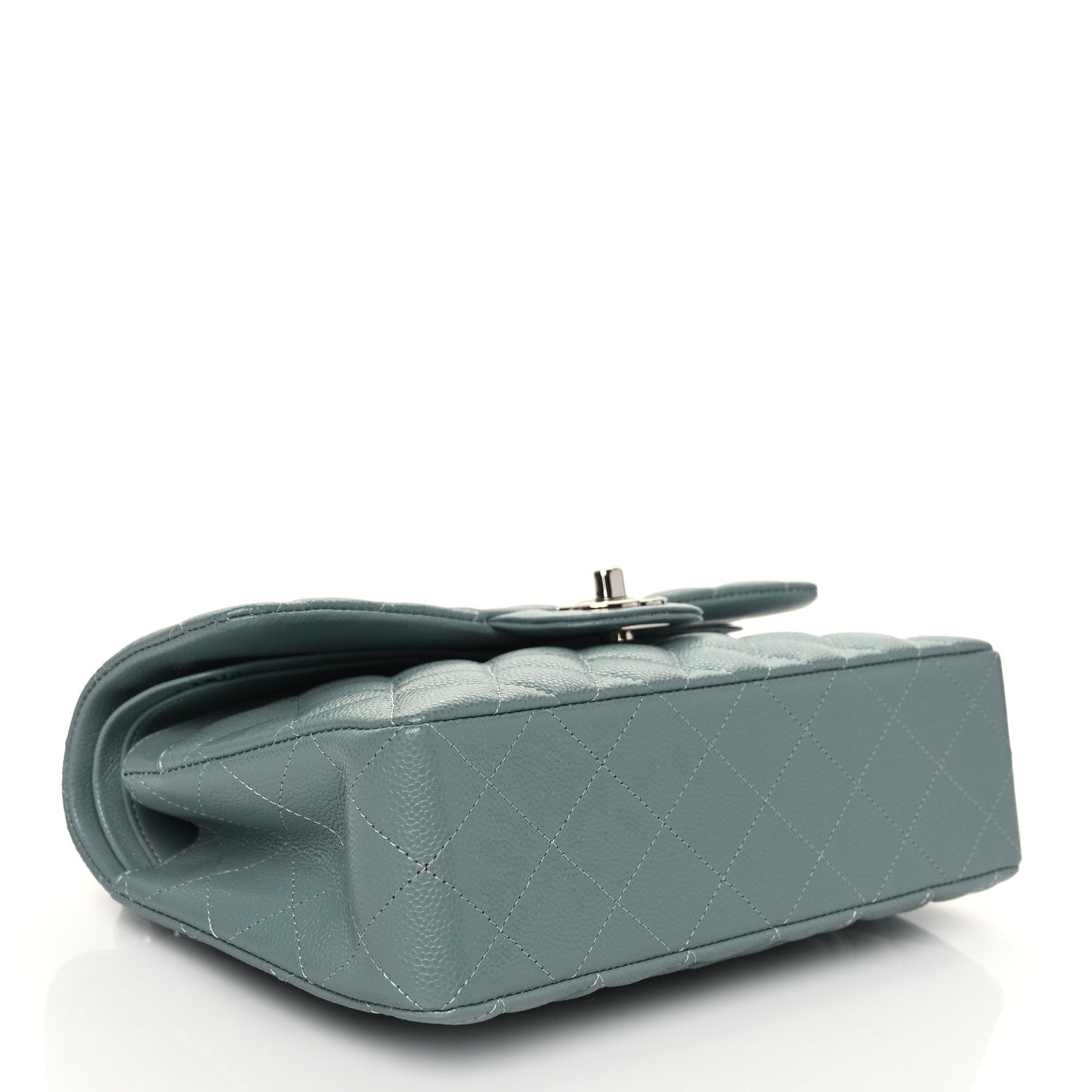 Caviar Quilted Small Double Flap Light Blue