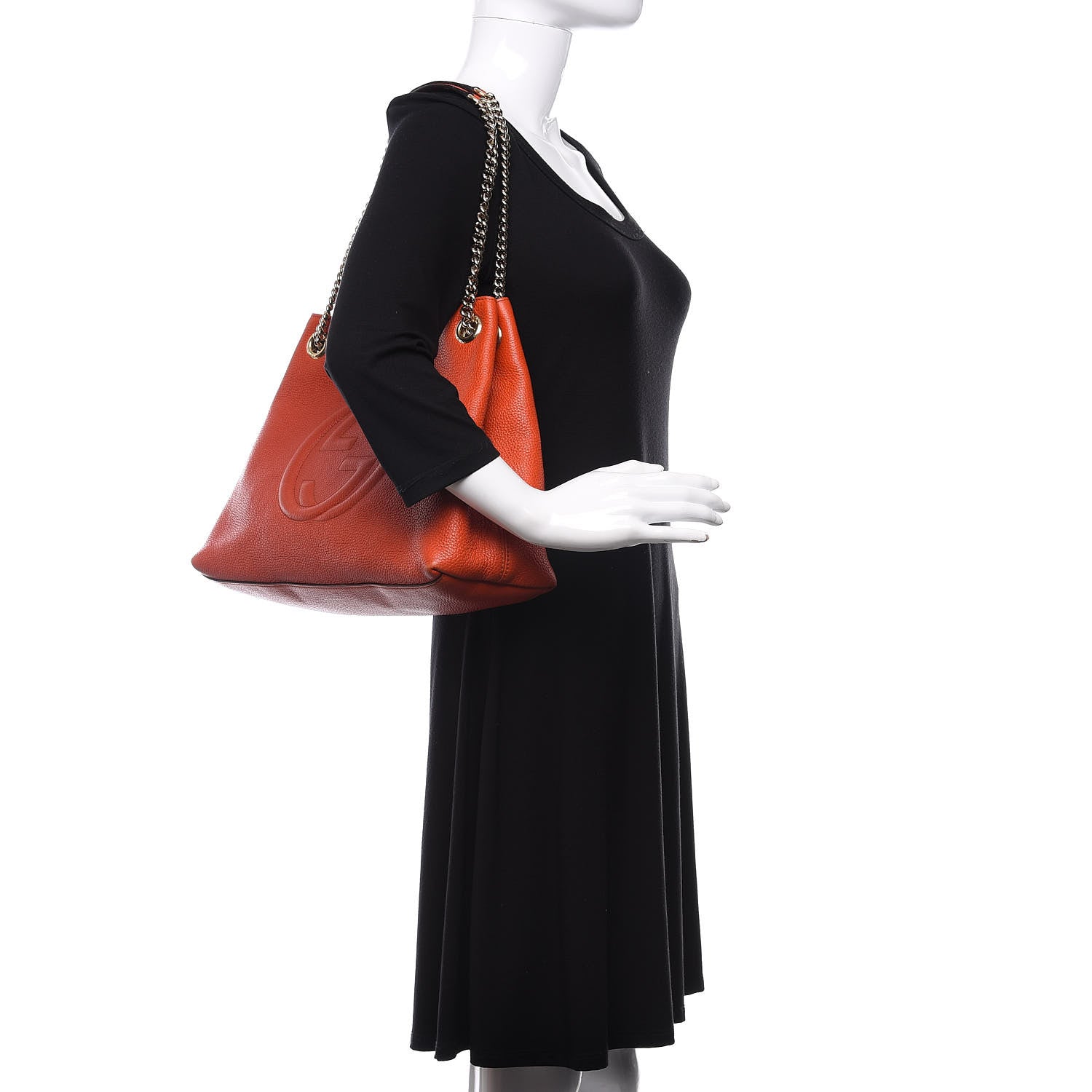 Gucci Pebbled Calfskin Medium Soho Chain Shoulder Bag Sun Orange 2 of 13