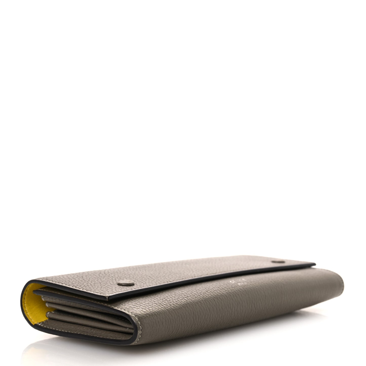 Drummed Calfskin Large Multifunction Flap Wallet Souris