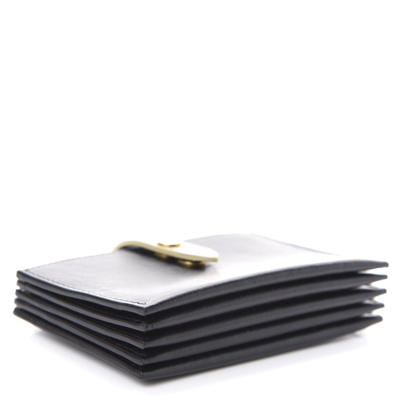 Smooth Calfskin Accordion Card Holder Black Gold