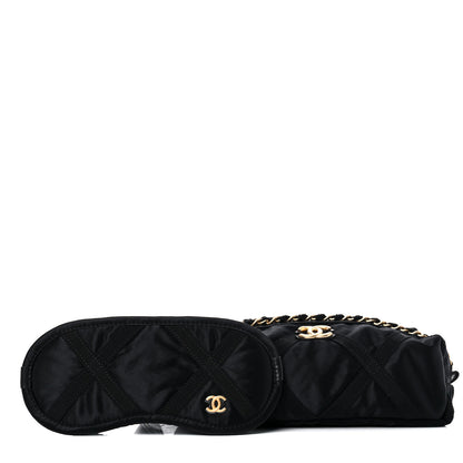 Chanel Nylon Grosgrain Lifestyle Pouch With Sleep Mask Black 1 of 15