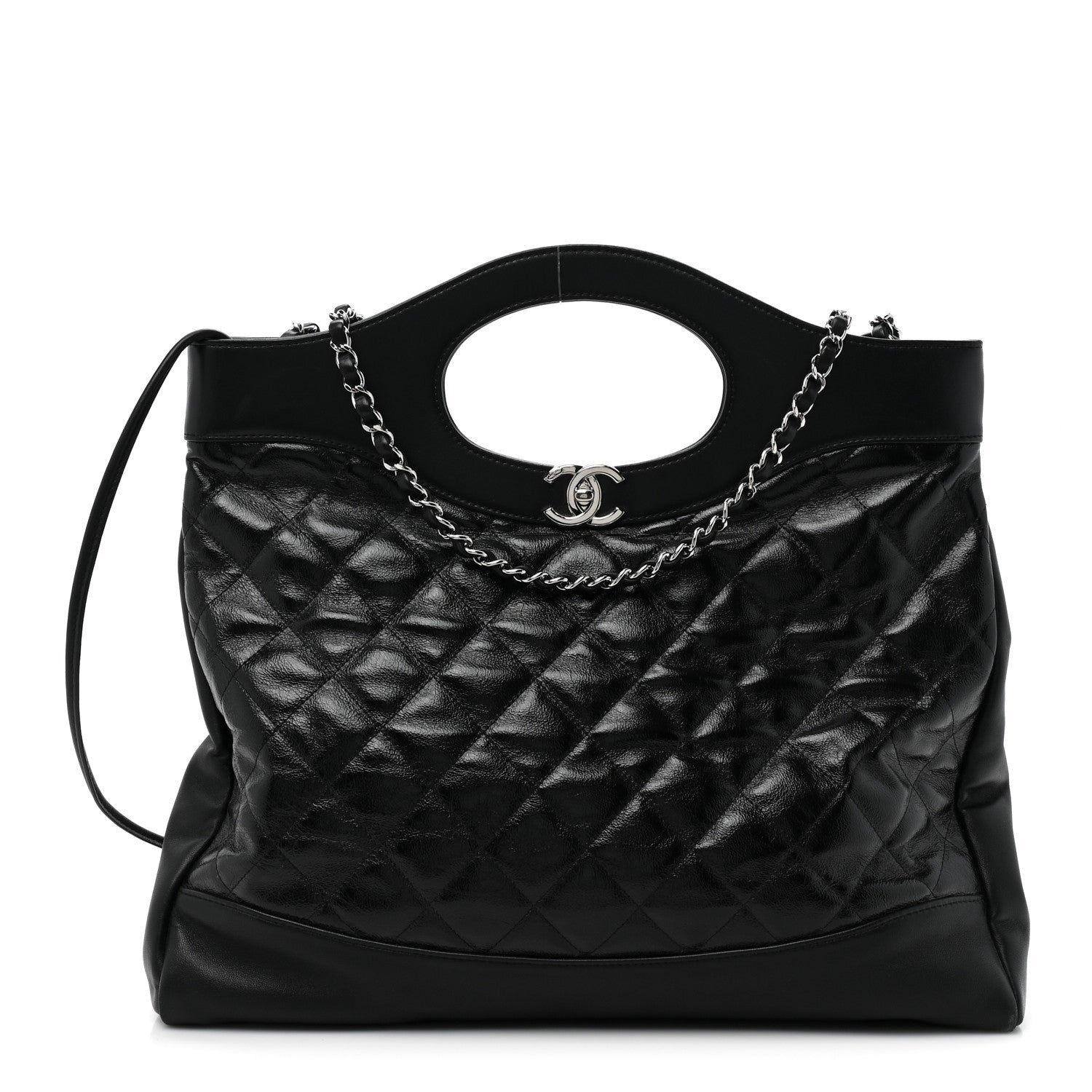 Chanel Shiny Aged Calfskin Quilted Large 31 Shopping Bag Black 1 of 13