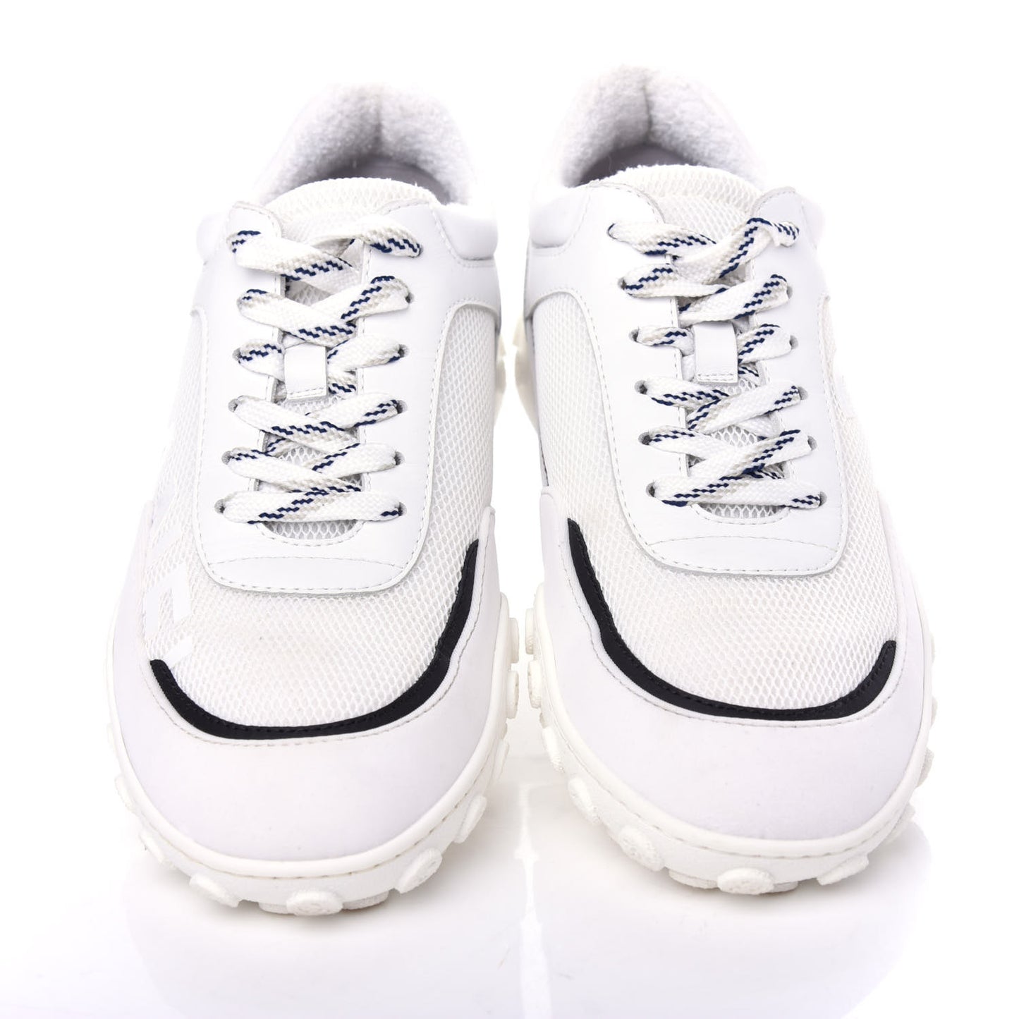 Calfskin Mesh Lycra Womens Logo Sneakers 38.5 White