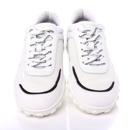 Chanel Calfskin Mesh Lycra Womens Logo Sneakers 38.5 White 5 of 11