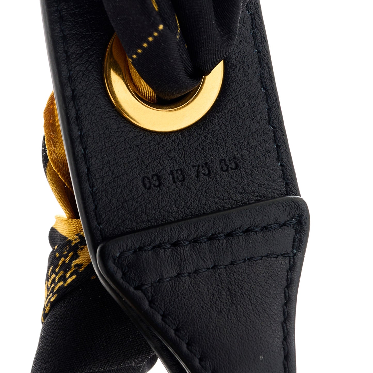 Calfskin Silk Little Horses Scarf Strap Navy