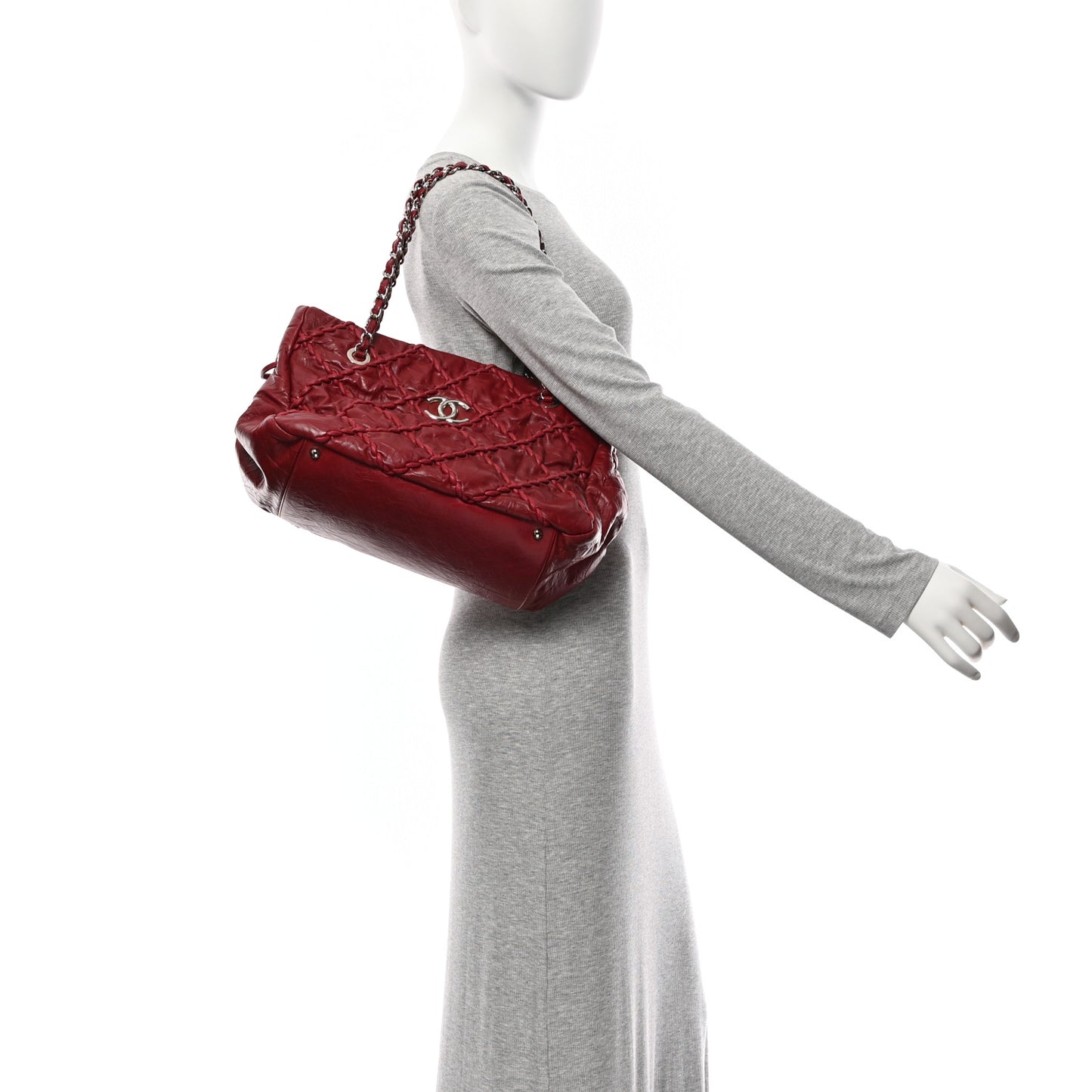 Calfskin Ultra Stitch Tote Dark Red
