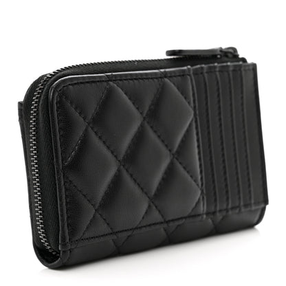 Chanel Lambskin Quilted Zip Card Holder So Black 3 of 7