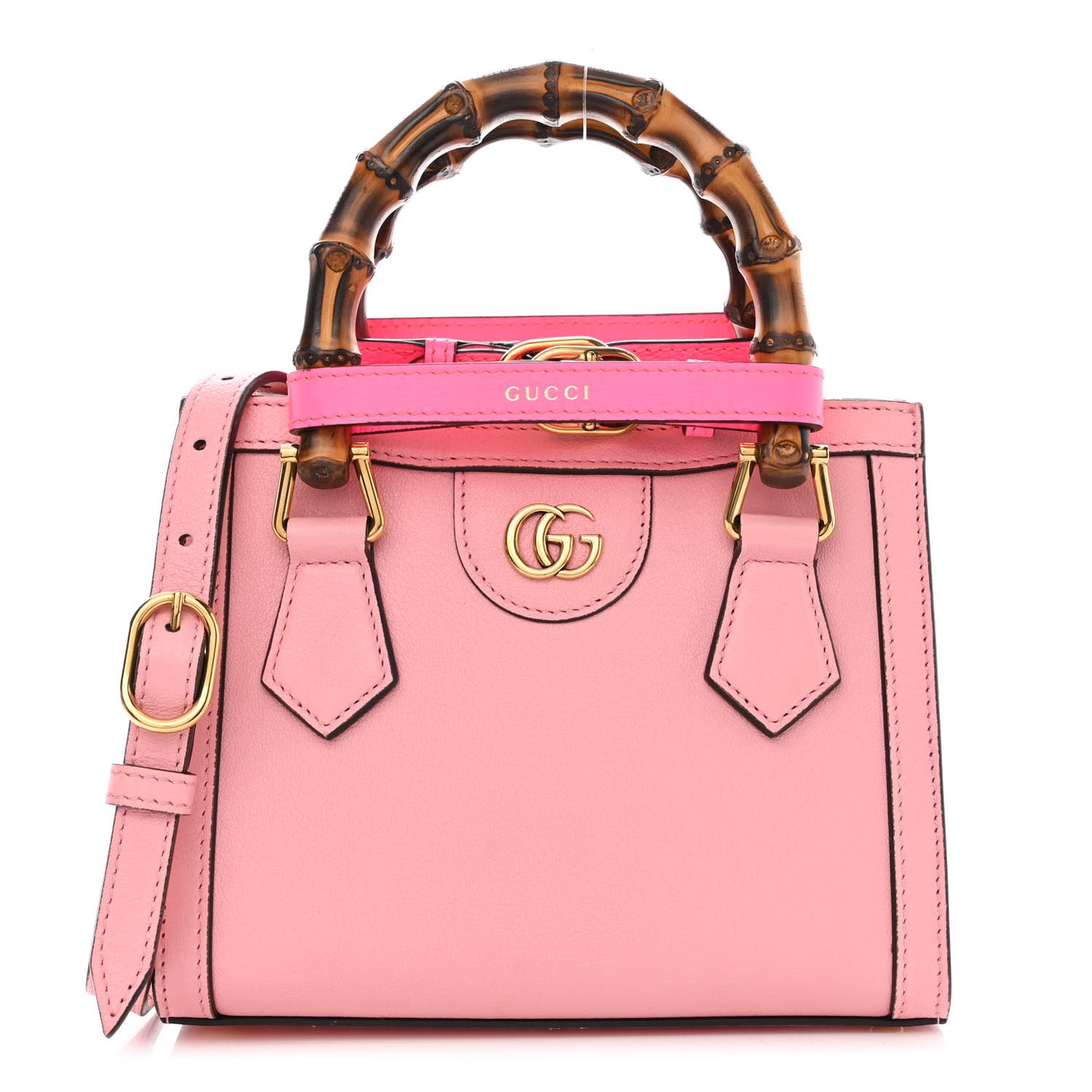 Wonka Grain Calfskin Mini Diana Tote Bag Wild Rose Fuxia Fluo